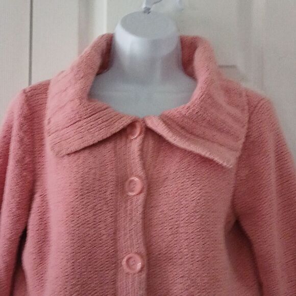 Villager by Liz Claiborne button down fuzzy sweater cardigan Sz M - Picture 3 of 5